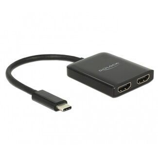 DeLOCK Premium USB-C auf 2x HDMI Splitter mit DP Alt Mode (4K 30 Hz) / Schwarz - 0,25 m
