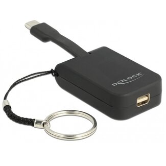 DeLOCK Premium USB-C zu Mini DisplayPort Adapter Schlüsselanhänger mit DP Alt Mode (4K 60 Hz) / Schwarz - 0,05 m