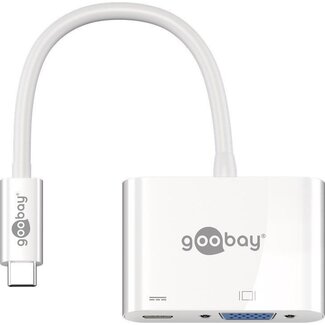 Goobay USB-C auf VGA & USB-C PD Adapter mit DP Alt Mode (1920x1200) / Weiß - 0,15 m
