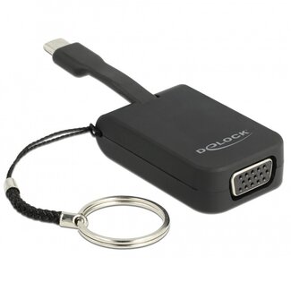 DeLOCK Premium USB-C zu VGA Adapter Schlüsselanhänger mit DP Alt Mode (1920 x 1200) / Schwarz - 0,05 m