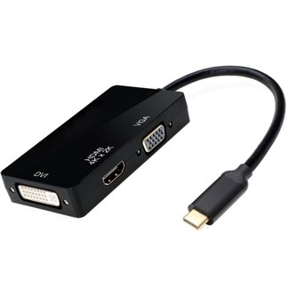 Coretek USB-C auf HDMI, DVI & VGA Adapter mit DP Alt Mode, Schwarz - 0,10 m