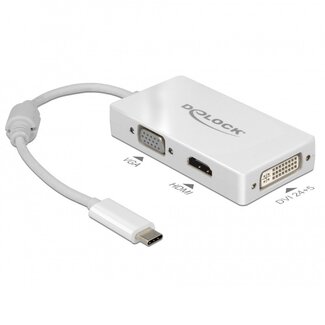 DeLOCK Premium USB-C auf HDMI, DVI & VGA Adapter mit DP Alt Mode / Weiß - 0,15 m