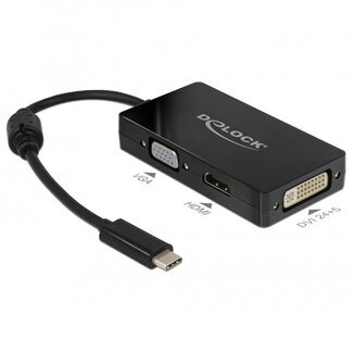 DeLOCK Premium USB-C auf HDMI, DVI & VGA Adapter mit DP Alt Mode, Schwarz - 0,15 m