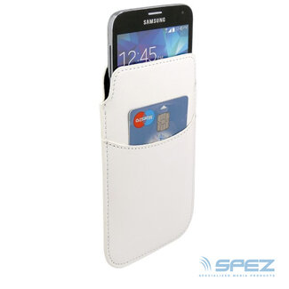 Spez Weiße Leder-Schutzhülle mit Kartenfach - Größe L
