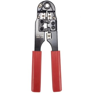 S-Impuls Crimpzange für RJ45-Stecker – Metall / Rot/Schwarz