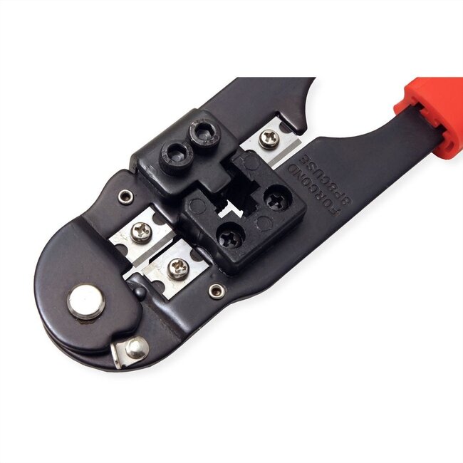 Crimpzange für RJ45-Stecker – Metall / Rot/Schwarz