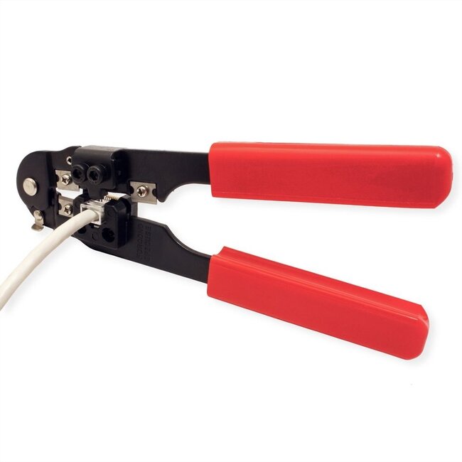 Crimpzange für RJ45-Stecker – Metall / Rot/Schwarz