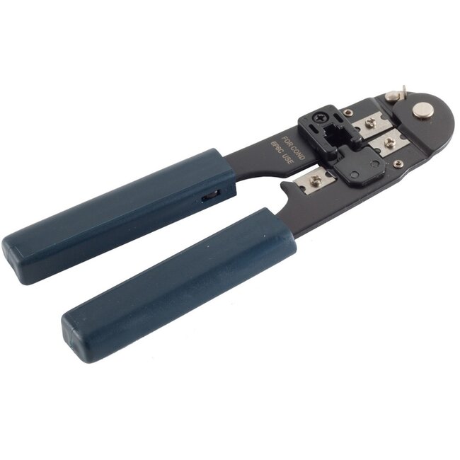 Crimpzange für RJ12 und RJ11 Stecker - Metall / Blau/Schwarz