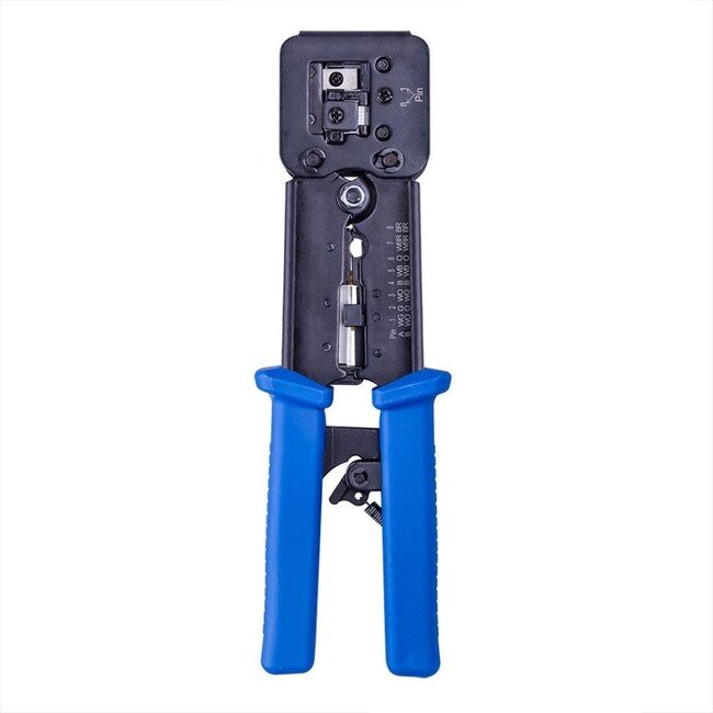 Professionelle Crimpzange mit Ratschenmechanismus für RJ11, RJ12 und RJ45 Steckverbinder / Metall