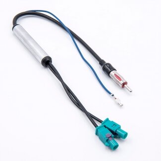 VHBW 2x Fakra Z (m) - DIN (m) Autoantenne Adapter mit Phantomspeisung - RG174 - 50 Ohm / Schwarz - 0,30 m