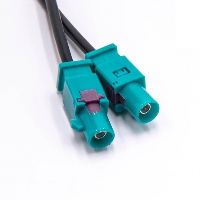 2x Fakra Z (m) - DIN (m) Autoantenne Adapter mit Phantomspeisung - RG174 - 50 Ohm / Schwarz - 0,30 m