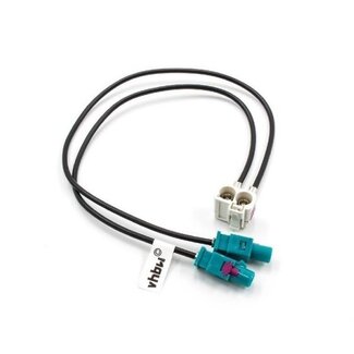 VHBW 2x Fakra Z (m) - 2x Fakra B (w) Antennenadapterkabel - RG174 - 50 Ohm - Schwarz - 0,20 m