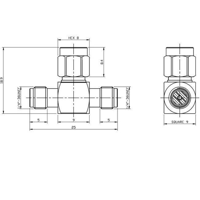 SMA (m) - 2x SMA (w) T-Adapter / 50 Ohm