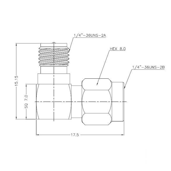 RP-SMA (w) auf SMA (m) Winkeladapter - 50 Ohm / 3 GHz