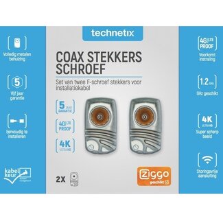 Technetix Technetix F-CON-A+ Schraub F-Stecker Set / Winkel