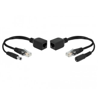 DeLOCK Passive Power over Ethernet (PoE) Adapter Kit - RJ45 + DC 5,5 x 2,1 mm / Schwarz - 0,20 m