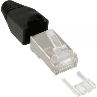 InLine RJ45 Crimpstecker (STP) für CAT6 Netzwerkkabel (flexibel) - 10 Stück (3-teilig) / Schwarz