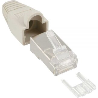 InLine RJ45 Crimpstecker (STP) für CAT6 Netzwerkkabel (flexibel) - 100 Stück (3-teilig) / Beige