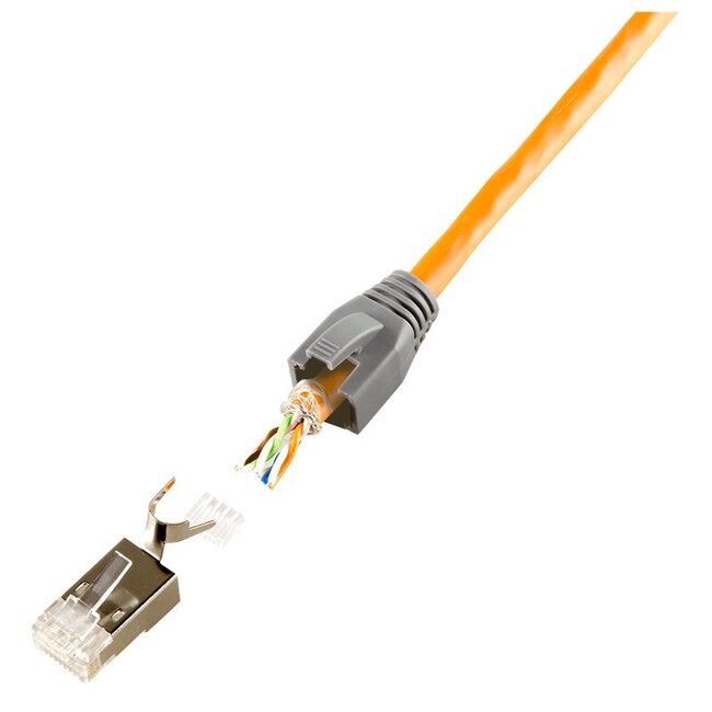 RJ45 Crimpstecker (STP) für CAT6a/7/7a/8.1 Netzwerkkabel (starr/flexibel) - 10 Stück (2-teilig)