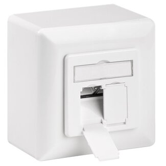 Goobay Premium CAT6 Gigabit Netzwerk Aufputz Wanddose mit 2 RJ45 Ports - geschirmt / weiß