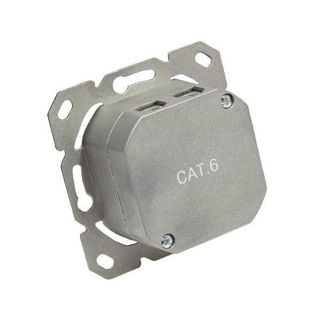 Premium CAT6 Gigabit Netzwerk Einbaudose mit 2 abgeschirmten RJ45 Anschlüssen