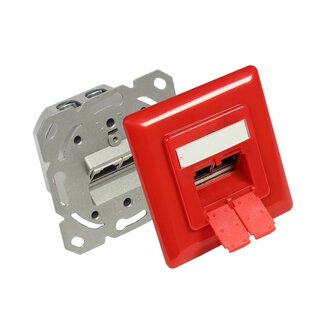 Good Connections Premium CAT6 Gigabit Netzwerk Einbaudose mit Abdeckplatte und 2 RJ45 Buchsen - geschirmt / rot