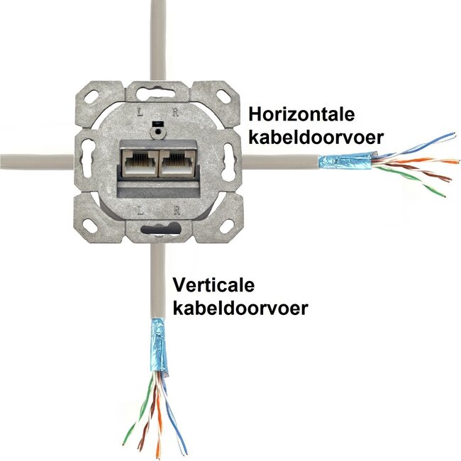 Premium CAT6 Gigabit Netzwerk Einbau-Wanddose mit Abdeckplatte und 2 RJ45 Buchsen - geschirmt / blau