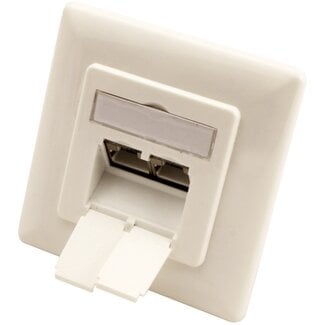 Value CAT6a Gigabit Netzwerk Einbaudose mit Abdeckplatte und 2 RJ45 Buchsen - geschirmt - vertikale Kabelführung / weiß