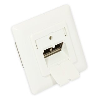 Good Connections Premium CAT6a Gigabit Netzwerk Einbaudose mit Abdeckplatte und 2 RJ45 Buchsen - geschirmt / Elfenbein