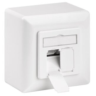 Goobay Premium CAT6a Gigabit Netzwerkaufbau Wanddose mit 2 RJ45 Buchsen - geschirmt / weiß