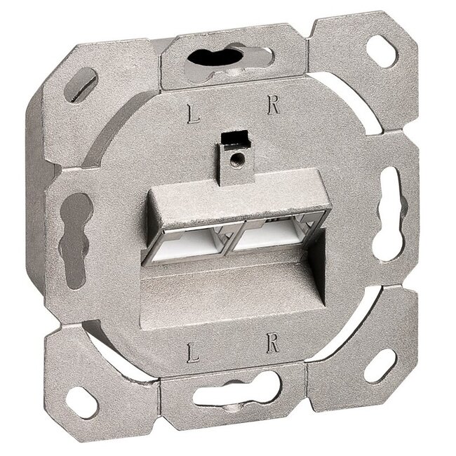 Premium CAT6a Gigabit Netzwerkaufbau Wanddose mit 2 RJ45 Buchsen - geschirmt / weiß