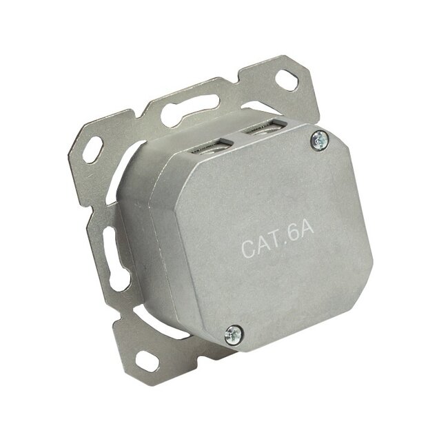 Premium CAT6a Gigabit Netzwerk Einbaudose mit 2 RJ45 Anschlüssen – geschirmt