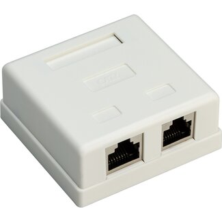 Goobay CAT6 Gigabit Netzwerkanschlussdose mit 2 RJ45 Ports - geschirmt / weiß