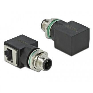 DeLOCK M12 4-pol D-codiert (m) - RJ45 (w) Industrie Netzwerkadapter | Einbau | Winkel | CAT5e | PUR