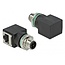 M12 4-pol D-codiert (m) - RJ45 (w) Industrie Netzwerkadapter | Einbau | Winkel | CAT5e | PUR