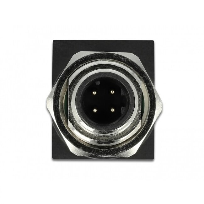 M12 4-pol D-codiert (m) - RJ45 (w) Industrie Netzwerkadapter | Einbau | Winkel | CAT5e | PUR