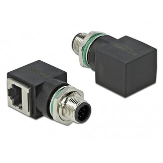 DeLOCK M12 8-polig A-codiert (m) - RJ45 (w) Industrie Netzwerkadapter | Einbau | Winkel | CAT5e | PUR
