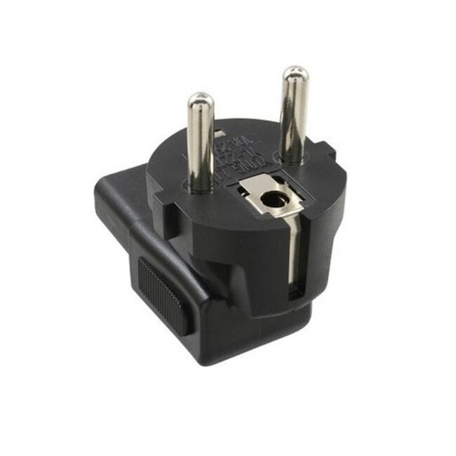 C13 - CEE 7/7 Winkelstromadapter / Schwarz