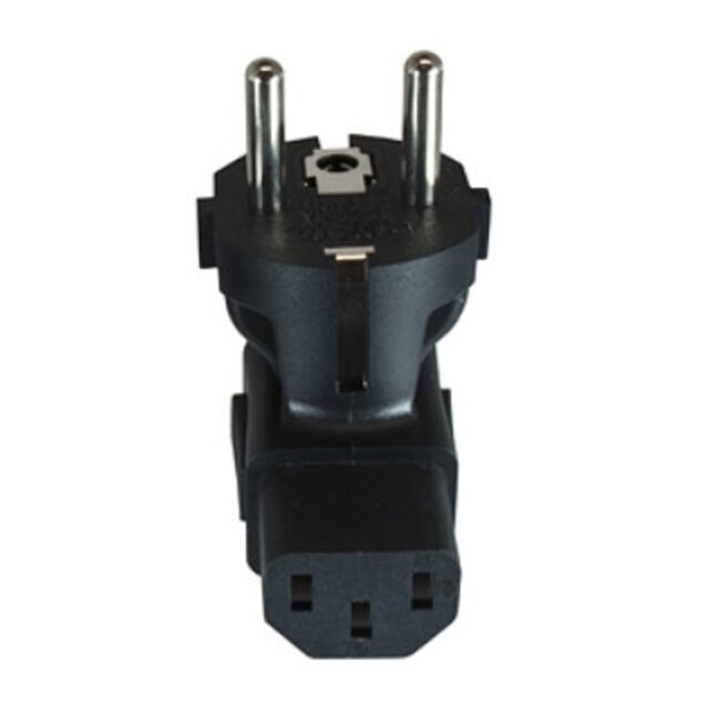 C13 - CEE 7/7 Winkelstromadapter / Schwarz