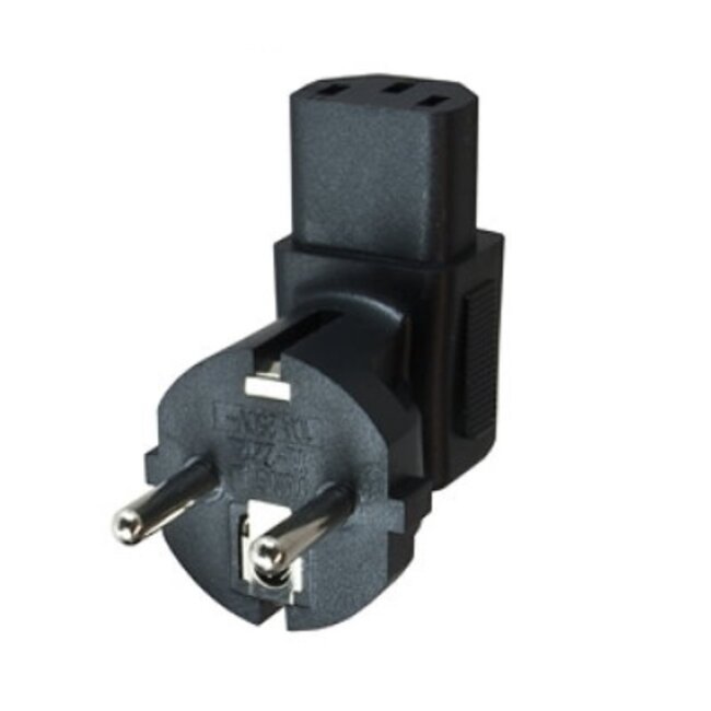 C13 - CEE 7/7 Winkelstromadapter / Schwarz