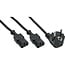 2x C13 - CEE 7/7 (winklig) Y-Stromkabel - 1,50m + 2x 1,50m - 3x 1,00mm² / schwarz - 3 Meter