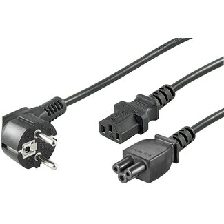 InLine Gerätekabel Y-Stecker C5 & C13 mit Winkelstecker - 3x1,00mm² - 2m - Schwarz