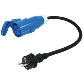 HK Electric Camping Camping Stromadapter Schuko CEE 7/7 (m) - CEE 3-polig (w) / schwarz - 0,30 m