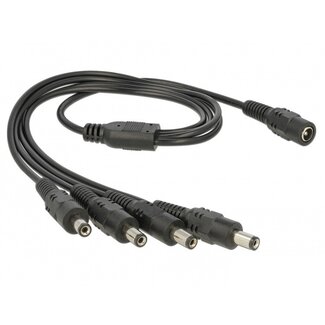 DeLOCK DC-Stecker (w) - 4x DC-Stecker (m) Verteiler - 5,5mm x 2,1mm - max. 24V/5A - schwarz - 0,50 m