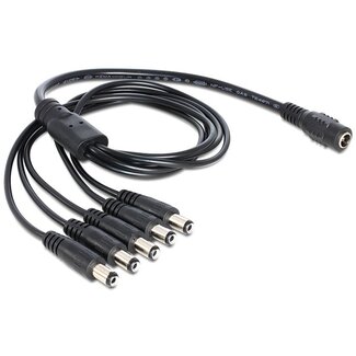 DeLOCK DC-Stecker (w) - 5x DC-Stecker (m) Verteiler - 5,5mm x 2,1mm - max. 24V/5A - schwarz - 0,50 m