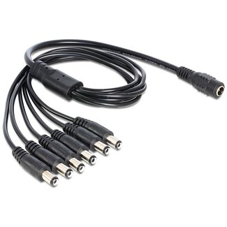 DeLOCK DC-Stecker (w) - 6x DC-Stecker (m) Verteiler - 5,5mm x 2,1mm - max. 24V/5A - schwarz - 0,50 m