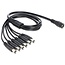 DC-Stecker (w) - 6x DC-Stecker (m) Verteiler - 5,5mm x 2,1mm - max. 24V/5A - schwarz - 0,50 m