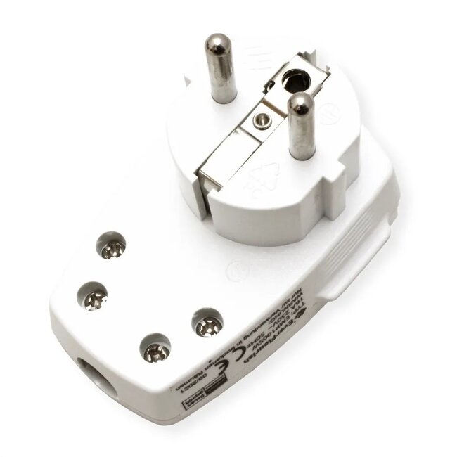 Bachmann CEE 7/7 Schutzkontaktstecker mit Schalter, rechtwinklig, weiß