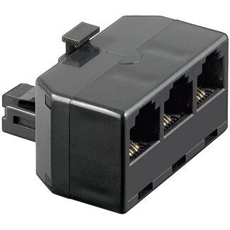 Transmedia RJ11 (m) auf 3x RJ11 (w) Telefonverteiler / Schwarz