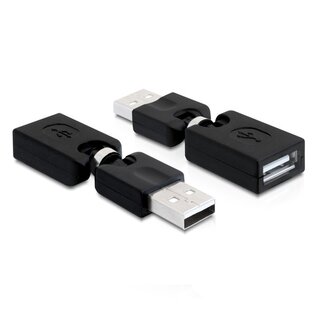 DeLOCK USB-auf-USB Adapter - Vollständig Abgedeckt / 360° Drehbar - USB 2.0 / Schwarz